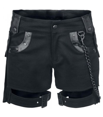 Women Short Clouds Denim Black Chain EMP Shorts 